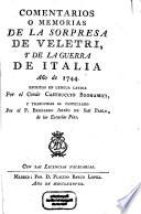 Comentarios o memorias de la sorpresa de Veletri y de la guerra de Italia 1744