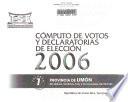 Cómputo de votos y declaratorias de elección 2006: Provincia de Limón: alcaldias, sindicos (as) y concejales de distrito