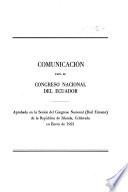 Comunicacion Para El Congreso Nacional Del Ecuador