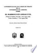 Conferencias del I Curso de Verano de la Universidad de Córdoba sobre El Barroco en Andalucía