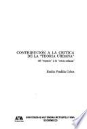 Contribucion a la critica de la teoria urbana