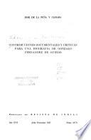 Contribuciones documentales y criticas para una biografia de Gonzalo Fernández de Oviedo
