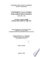 Contributi alla storia parlamentare europea