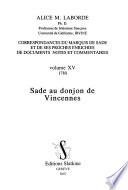 Correspondances du marquis de Sade et de ses proches enrichies de documents, notes et commentaires: 1780, Sade de donjon de Vincennes