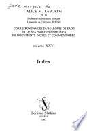 Correspondances du marquis de Sade et de ses proches enrichies de documents, notes et commentaires: Index