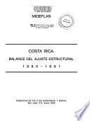 Costa Rica, balance del ajuste estructural, 1985-1991
