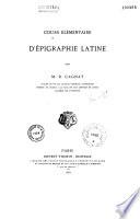Cours élémentaire d'épigraphie latine