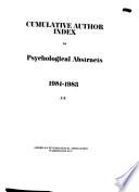 Cumulative Author Index to Psychological Abstracts
