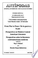 De la Guerra a la Paz, Perspectivas Sobre la Literatura Centroamericana Moderna