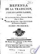 Defensa de la tradicion y de los Santos Padres, 1