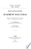 Denys d'Halicarnasse Jugement sur Lysias