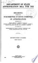 Department of State Appropriation Bill for 1932