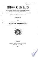 Diálogo de los pajes en que se trata de la vida que á mediados del siglo XVI llevaban en los palacios de los señores