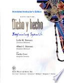 Dicho Y Hecho Beginning Spanish Annotated Instruct Or's Ed