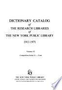 Dictionary Catalog of the Research Libraries of the New York Public Library, 1911-1971