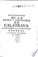 Diffiniciones de la Orden y Cavalleria de Calatrava