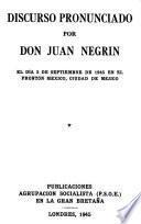 Discurso pronunciado por Don Juan Negrín