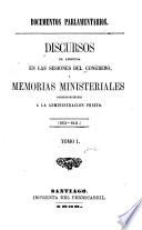 Discursos de apertura en las sesiones del Congreso, i memorias ministeriales
