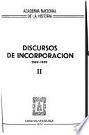 Discursos de incorporación: 1920-1939