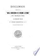 Discursos llegits en la Real Academia de Buenas Letras de Barcelona en la solemne recepció pública de D. Lluis Domenech y Montaner el día 5 de Juny de 1921