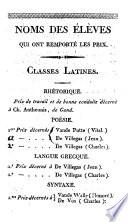 Distribution des prix faite aux élèves du collège d'Audenarde