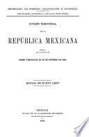 División territorial de la República Mexicana formada con los datos del censo verificado el 28 de octubre de 1900. Estado de Nuevo León