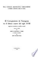 El Corregimiento de Tarragona en el último cuarto del siglo XVIII