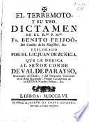El Terremoto, y su uso. Dictamen de ... Benito Feijoò ... explorado por ... Juan de Zuñiga, etc