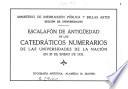  Escalafón de antigüedad de los catedráticos numerarios de las Universidades de la Nación. 1931