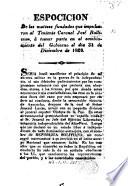 Espocicion de los motivos fundados que impulsaron al Teniente Coronel J. Ballivian à tomar parte en el cambiamiento del gobierno el dia 31 de Diciembre de 1828