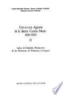 Estructura agraria de la sierra centro-norte, 1830-1930: Indice de unidades productivas de las provincias de Pichincha y Cotopaxi