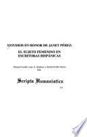 Estudios en Honor de Janet Pérez