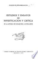 Estudios y ensayos de investigación y crítica, de la leyenda de Rosamunda a Jovellanos