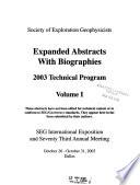 Expanded Abstracts with Biographies