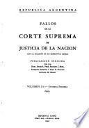 Fallos de la Corte Suprema de Justicia nacional, con la relación de sus respectivas causas