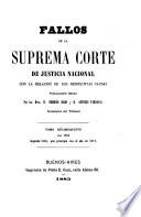 Fallos de la Suprema Corte de Justicia nacional, con la relación de sus respectivas causas