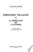 Fernando Villalón, ou, La rebellion de l'automne
