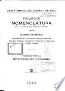 Folleto de nomenclatura de las calles, plazas, parques y jardines de la Ciudad de México