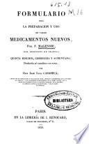 Formulario para la preparación y uso de varios medicamentos nuevos