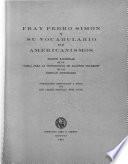 Fray Pedro Simón y su vocabulario de americanismos