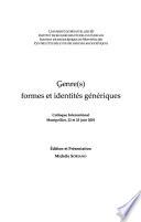 Genre(s), formes et identités génériques
