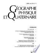 Géographie Physique Et Quaternaire