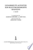 Gesammelte Aufsätze zur Kulturgeschichte Spaniens
