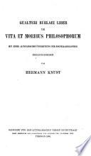 Gualteri Burlaei Liber de vita et moribus philosophorum