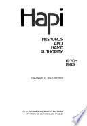 HAPI Thesaurus and Name Authority, 1970-1983