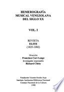 Hemerografía musical venezolana del siglo XX: Revista Elite 1925-1992