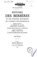 Histoire des Beréberes et des dynasties musulmanes de l'Afrique septentrionale