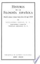 Historia de la filosofía española: Desde la época romana hasta fines del siglo XVII