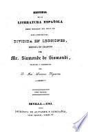 Historia de la literatura española desde mediados del siglo XII hsta nuestros dias