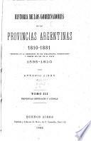 Historia de los gobernadores de las provincias argentinas desde 1810 hasta la fecha: Provincias centrales y andinas